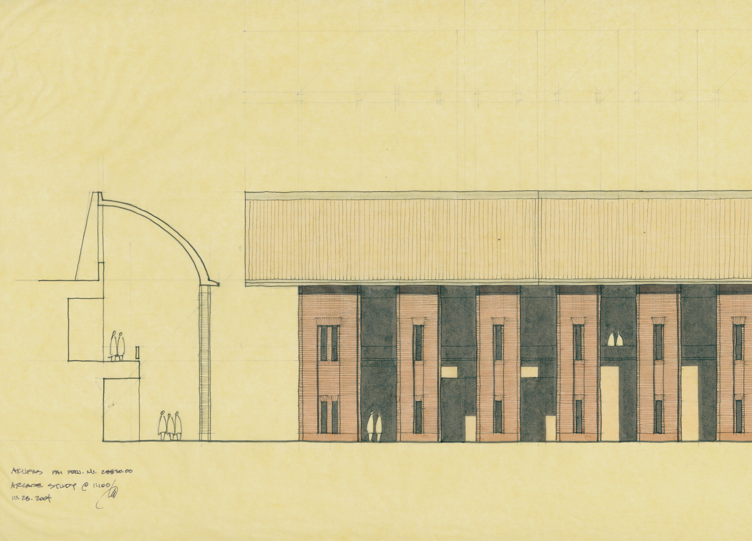 Sketch studies of verandas for Aga Khan University