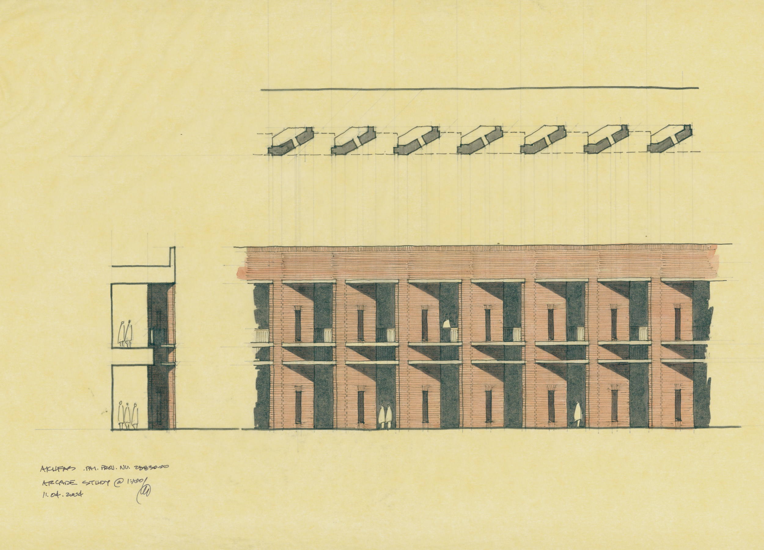 Sketch studies of verandas for Aga Khan University