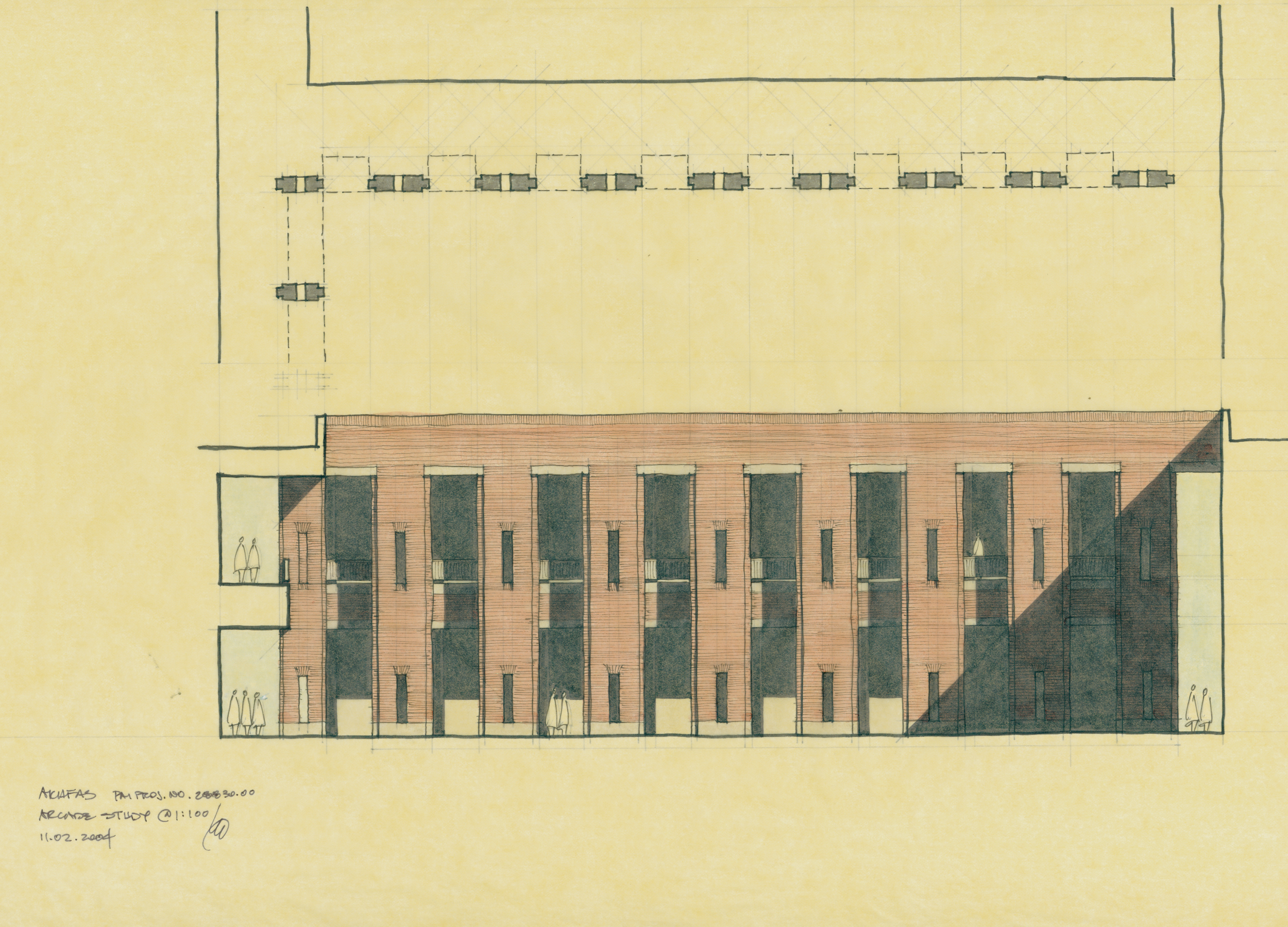 Sketch studies of verandas for Aga Khan University
