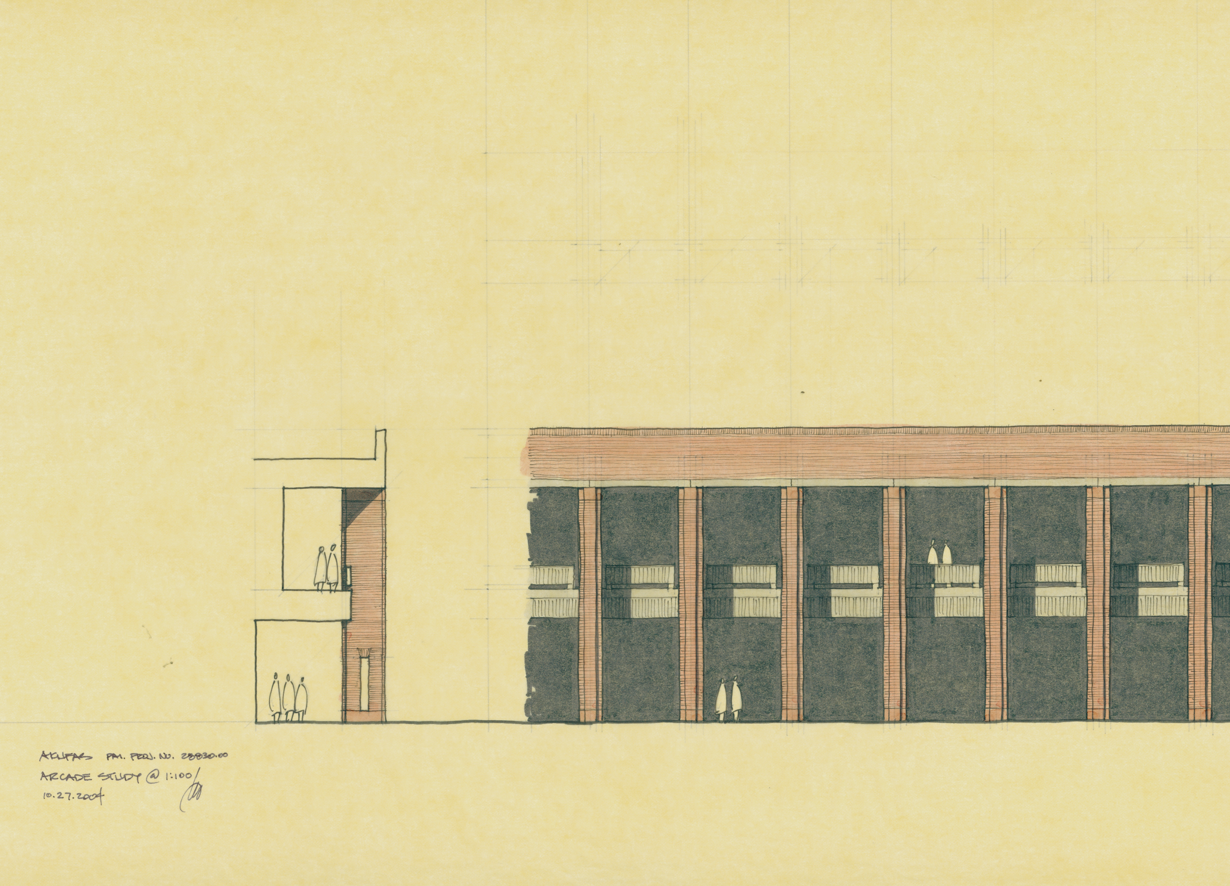 Sketch studies of verandas for Aga Khan University