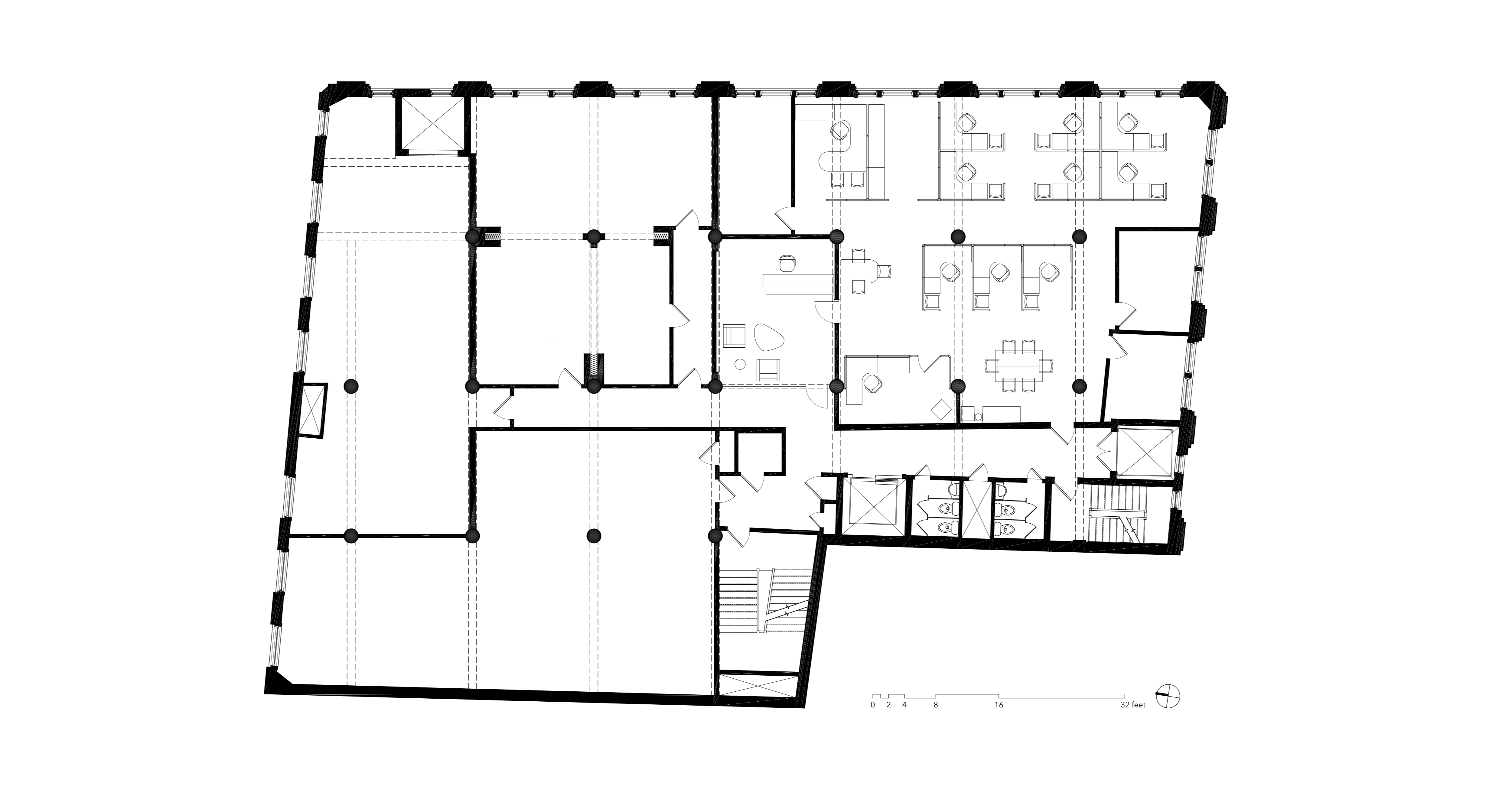 Overview floor plan showing the new reception in context