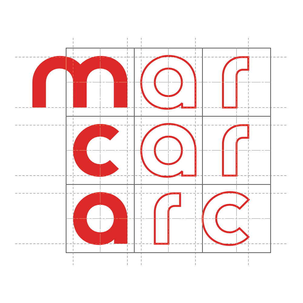 Final logo design with grid and layout lines